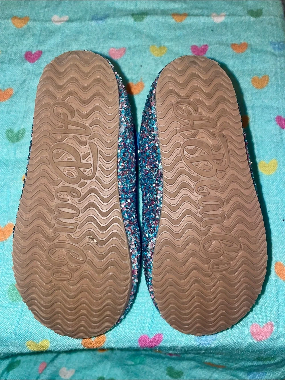 A bear co- Glitter Mary Jane/ ballerina flat.  Kids Shoes with Teal Straps